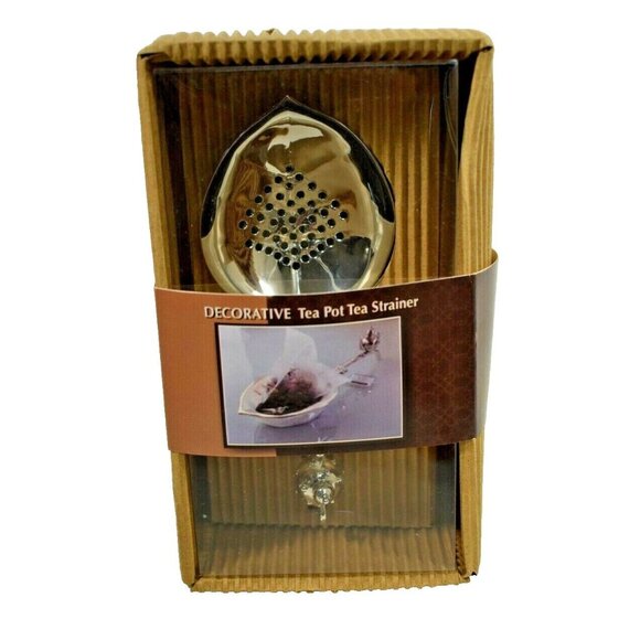 ThirstyStone Decorative TeaPot Tea Leaf or Bag Strainer Zinc Alloy New in Box - Picture 2 of 3